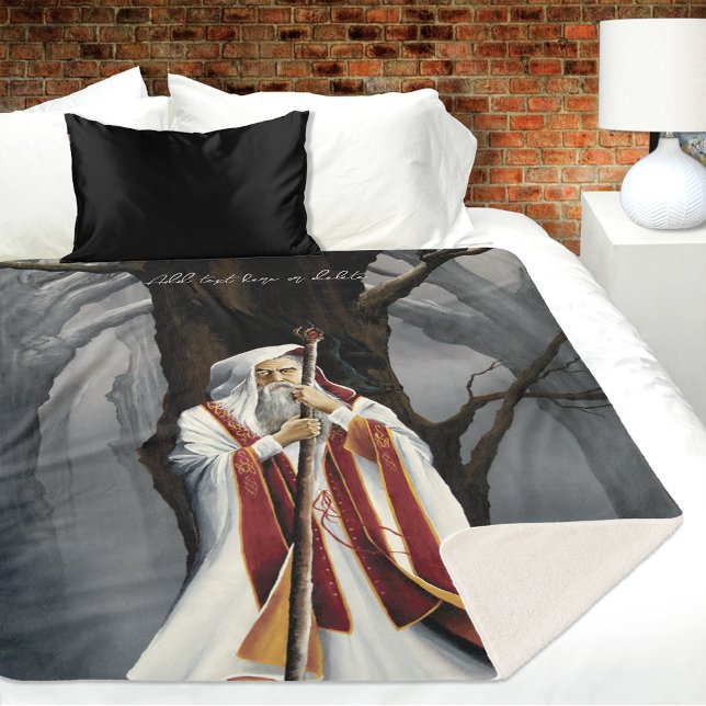 White Wizard Oak Tree Fantasy Sherpa Blanket (Creator Uploaded)