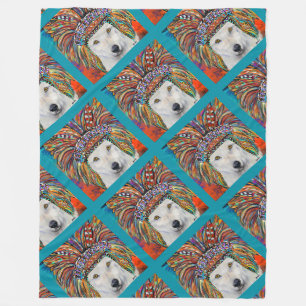 White Wolf Art Fleece Blanket