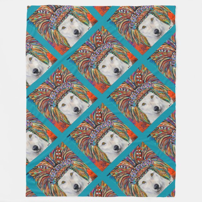 White Wolf Art Fleece Blanket (Front)