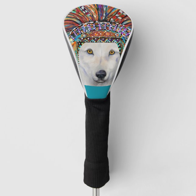 White Wolf Art Golf Head Cover (Front)