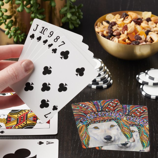 White Wolf Art Playing Cards (In Situ)