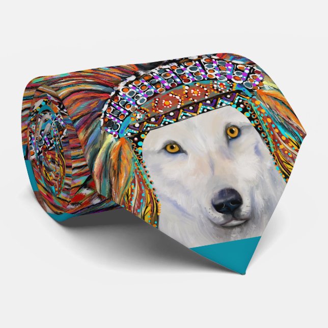 White Wolf Art Tie (Rolled)