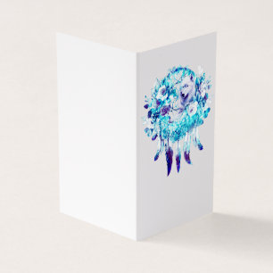 White Wolf Dreamcatcher Purple Blue Floral