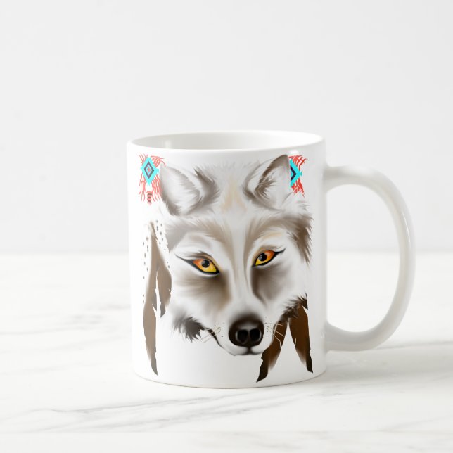 White Wolf Face Mug (Right)
