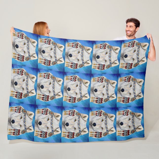 White Wolf Fleece Blanket (In Situ)