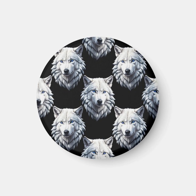 White Wolf Head Pattern Design  Magnet (Front)