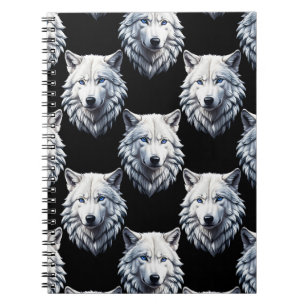 White Wolf Head Pattern Design Notebook
