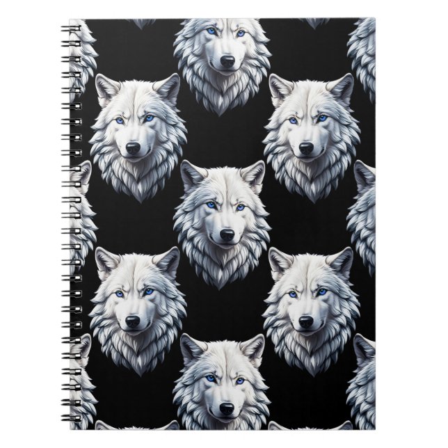White Wolf Head Pattern Design  Notebook (Front)