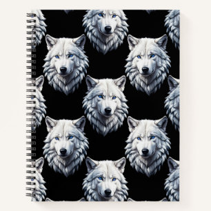 White Wolf Head Pattern Design Notebook