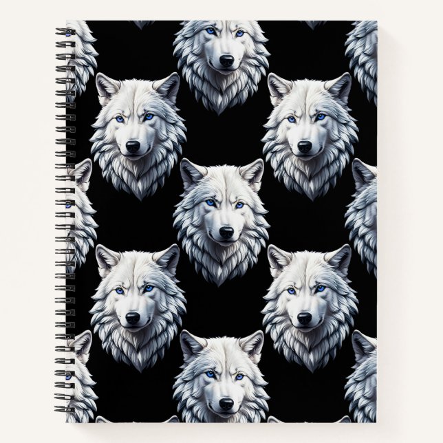 White Wolf Head Pattern Design  Notebook (Front)