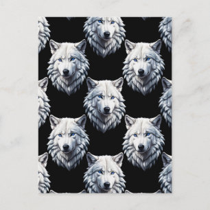 White Wolf Head Pattern Design Postcard