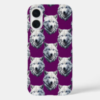White Wolf Head Pattern Design Purple