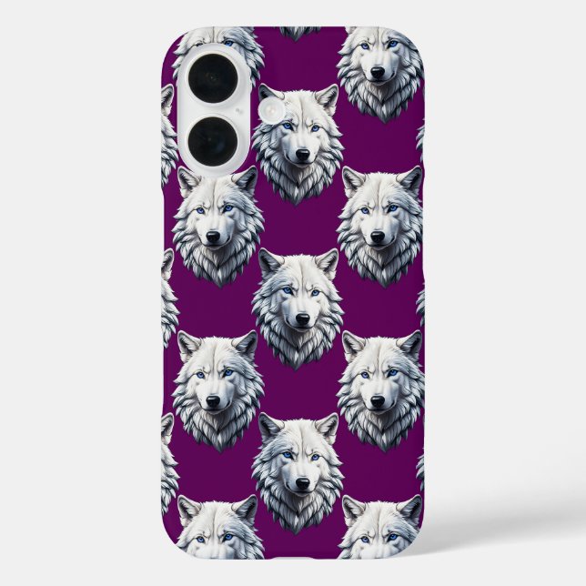 White Wolf Head Pattern Design Purple  Case-Mate iPhone Case (Back)