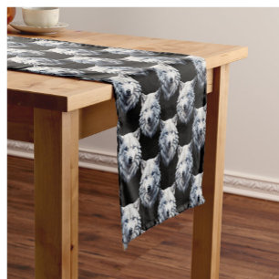 White Wolf Head Pattern Design Short Table Runner
