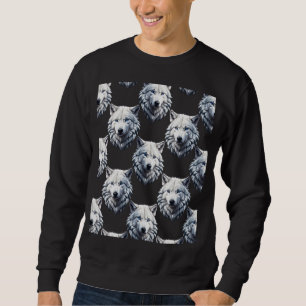 White Wolf Head Pattern Design Sweatshirt