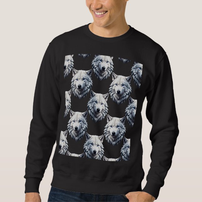 White Wolf Head Pattern Design  Sweatshirt (Front)