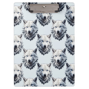 White Wolf Head Pattern Design - White Clipboard