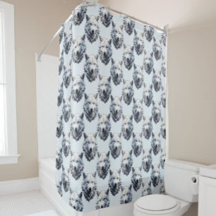 White Wolf Head Pattern Design - White Shower Curtain