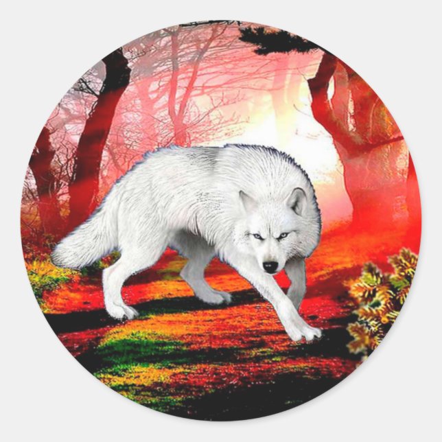 White Wolf In A Remote Location Classic Round Sticker (Front)