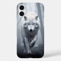 White Wolf in Foggy Forest