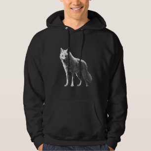 White wolf in pixels - animal art motif wolf hoodie
