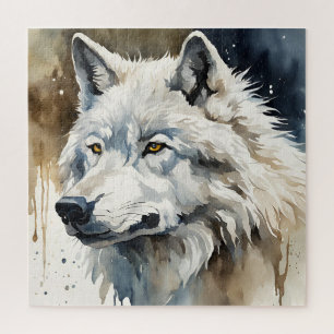 White Wolf in Watercolor Jigsaw Puzzle