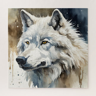 White Wolf in Watercolor Jigsaw Puzzle