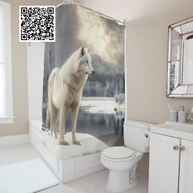 White Wolf in Winter  Shower Curtain (Creator Uploaded)