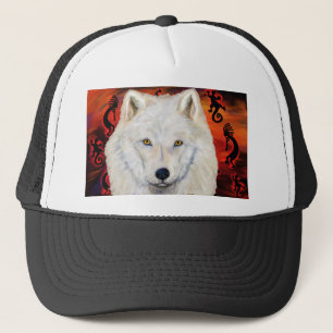 White Wolf Kokopelli Trucker Hat