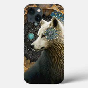 White Wolf Mandala iPhone 13 Case