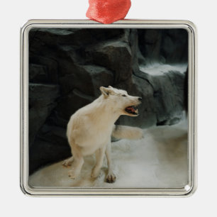 White Wolf Metal Tree Decoration