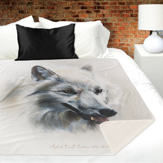 White Wolf Portrait  Sherpa Blanket (Creator Uploaded)