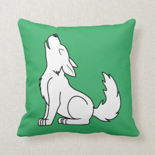 White Wolf Pup Howling Cushion