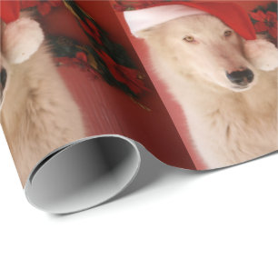 White Wolf Santa Wrapping Paper