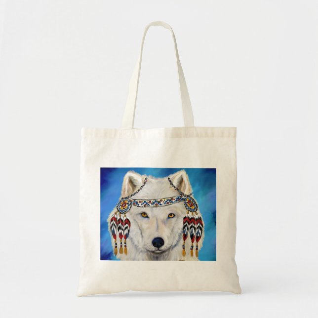 White Wolf Tote Bag (Front)