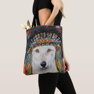 White Wolf Tote Bag