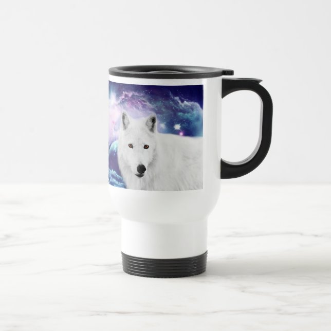 White wolf travel mug (Right)