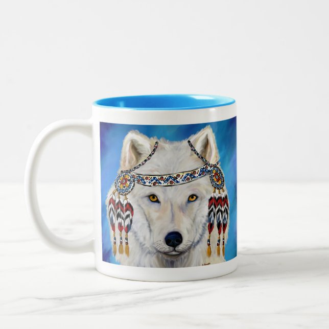 White Wolf Two-Tone Coffee Mug (Left)