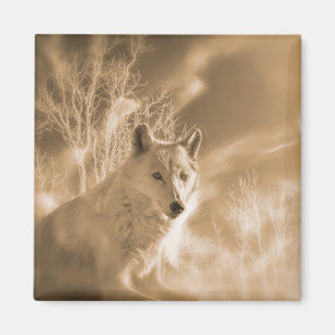 WHITE WOLF WHITE FOREST MAGNET