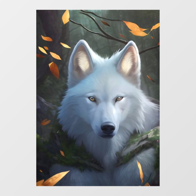White Wolf Window Cling (Sheet)