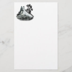 White Wolf with Pup Stationery