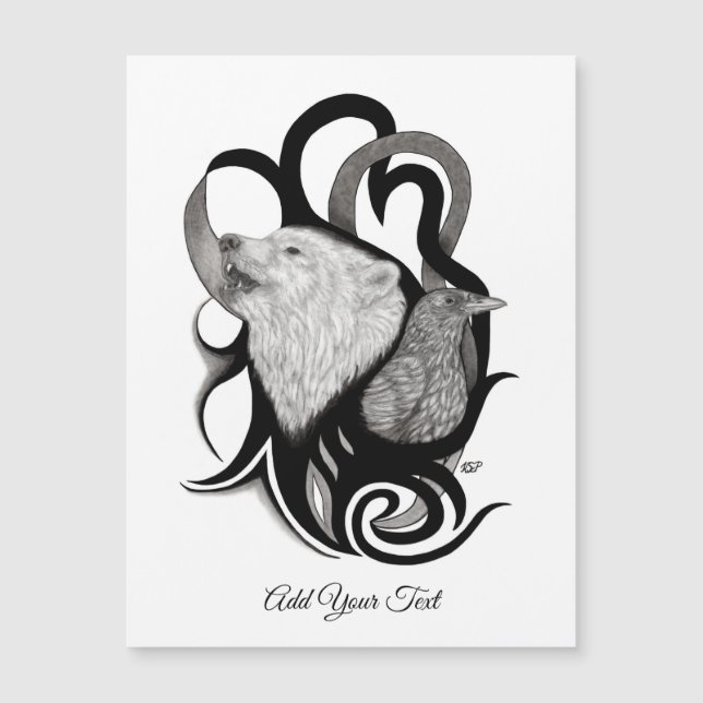 White Wolf with Raven Tribal Art (Front)
