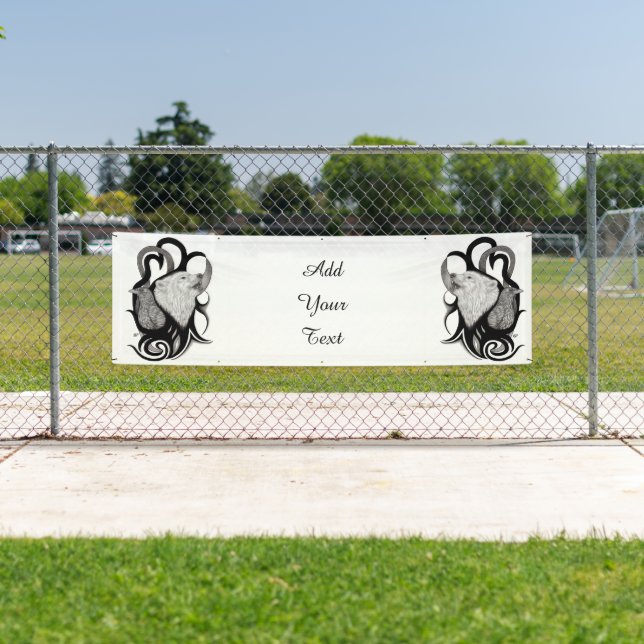 White Wolf with Raven Tribal Art Banner (Insitu)