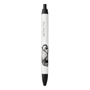 White Wolf with Raven Tribal Art Black Ink Pen