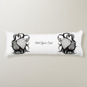 White Wolf with Raven Tribal Art Body Cushion