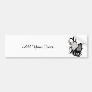 White Wolf with Raven Tribal Art Bumper Sticker