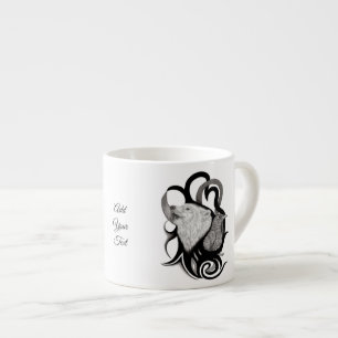 White Wolf with Raven Tribal Art Espresso Cup