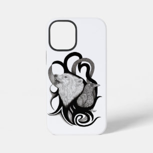 White Wolf with Raven Tribal Art iPhone 12 Mini Case