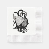 White Wolf with Raven Tribal Art