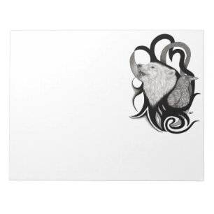 White Wolf with Raven Tribal Art Notepad